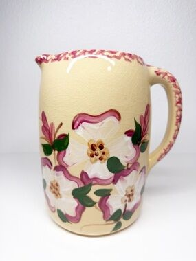 Vintage 90s Alpine Pottery Roseville Ohio Floral Pitcher